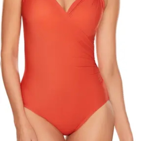 Miraclesuit Razzle Dazzle Siren Red-Orange One-Piece Swimsuit – Size 10 Tall - Picture 2 of 10